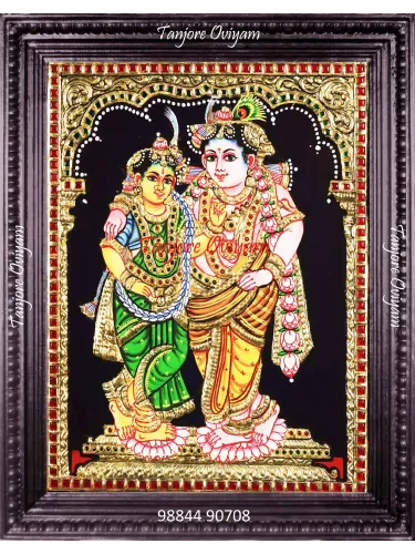 Radiant Radha Krishna Tanjore Painting